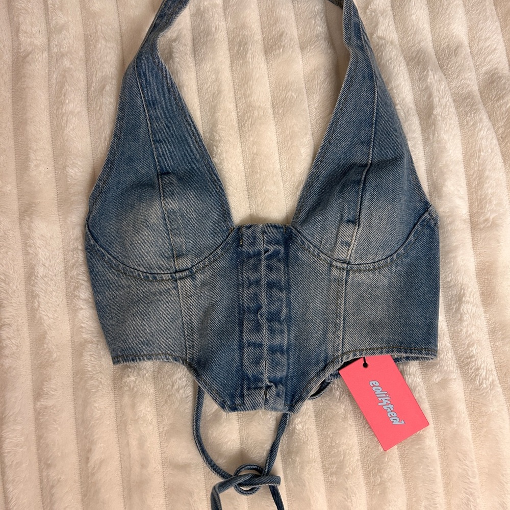 Edikted Denim Crop Top